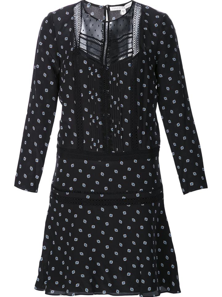 Veronica Beard Semi Sheer Dotted Print Dress - Black