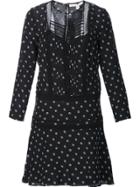 Veronica Beard Semi Sheer Dotted Print Dress - Black