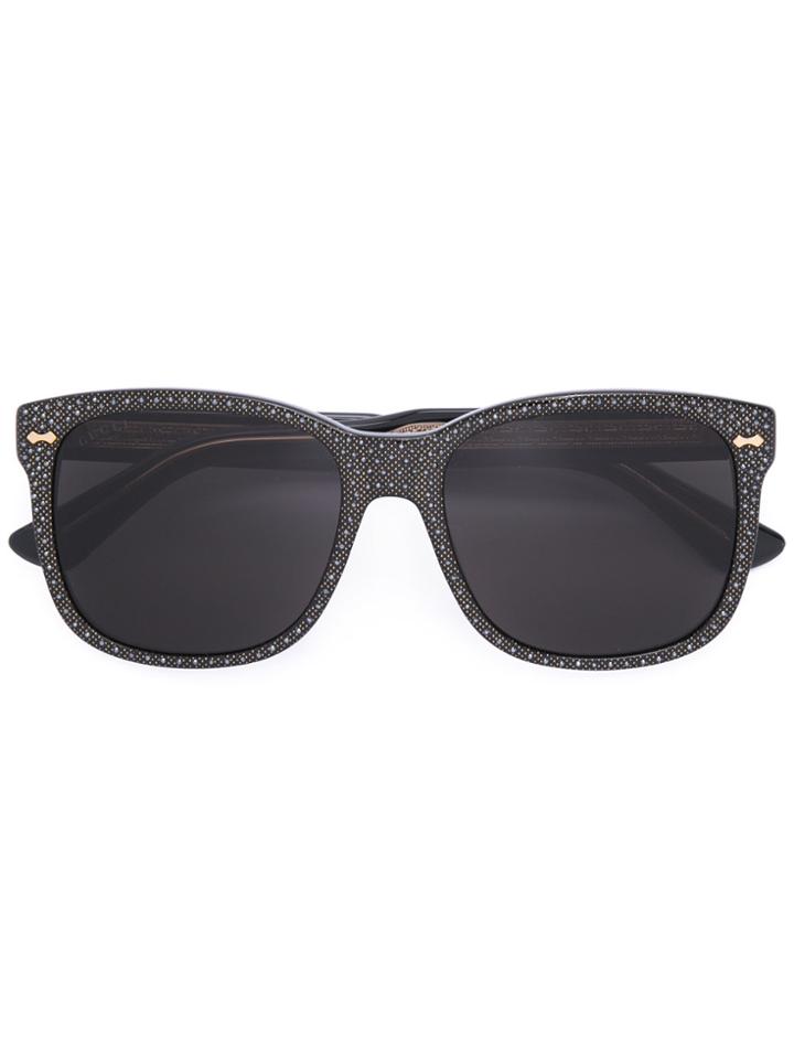 Gucci Eyewear Square Frame Rhinestone Sunglasses - Black