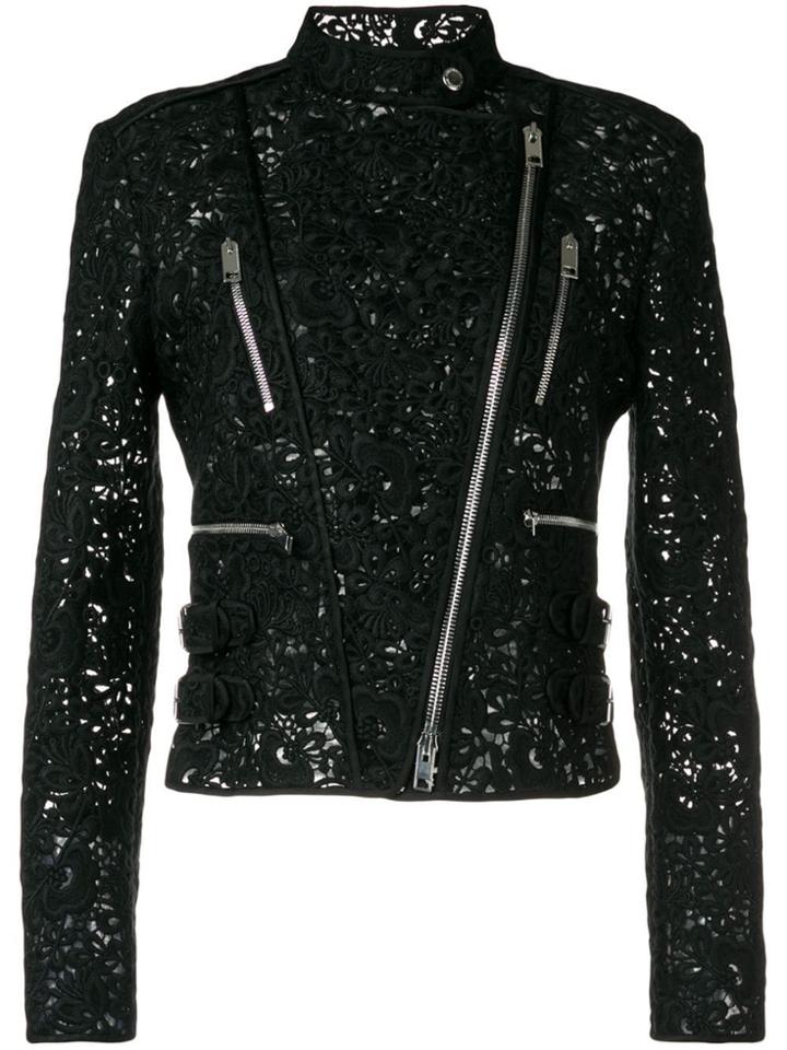 Ermanno Scervino Embroidered Floral Biker Jacket - Black
