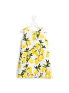 Dolce & Gabbana Kids Brocade Lemon Print Dress, Girl's, Size: 10 Yrs, Yellow/orange