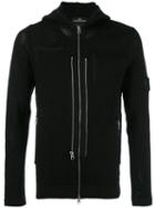 Stone Island Shadow Project Multi Zip Perforated Detail Hoodie, Men's, Size: Small, Black, Polyamide