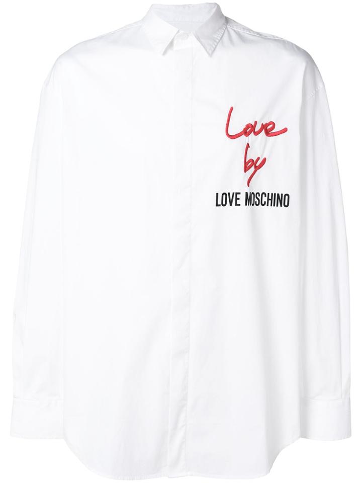 Love Moschino Logo Embroidered Shirt - White