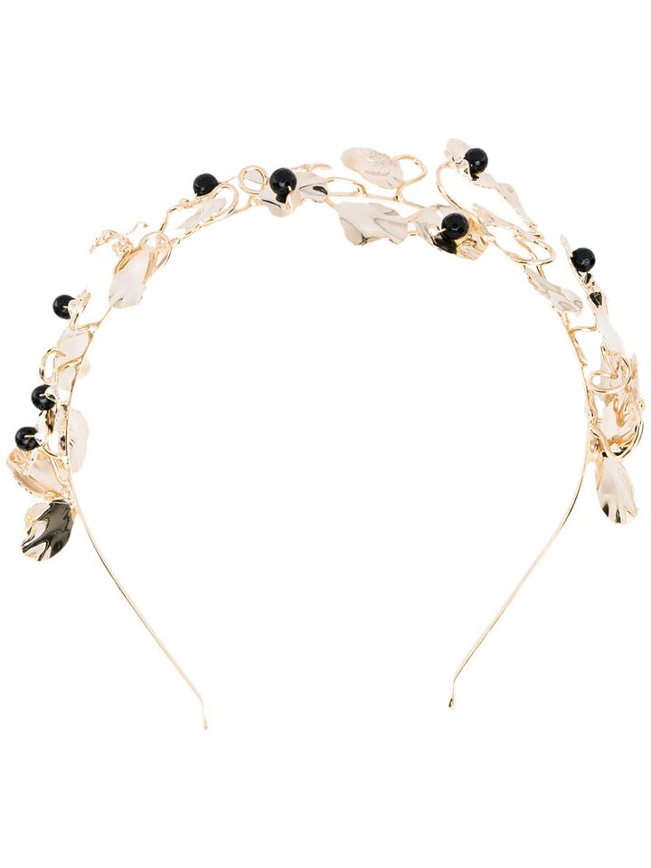 Rosantica - Onyx Vine Headband - Women - Onyx/brass - One Size, Grey, Onyx/brass