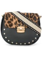 Furla Leopard Print Shoulder Bag, Women's, Black, Leather