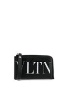 Valentino Contrast Logo Zip Wallet - Black