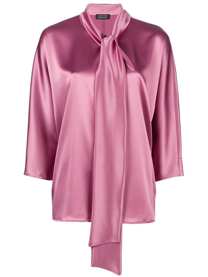 Gianluca Capannolo Bow Tie Sheen Blouse - Pink & Purple