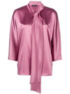Gianluca Capannolo Bow Tie Sheen Blouse - Pink & Purple