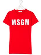 Msgm Kids Logo Patch T-shirt - Red