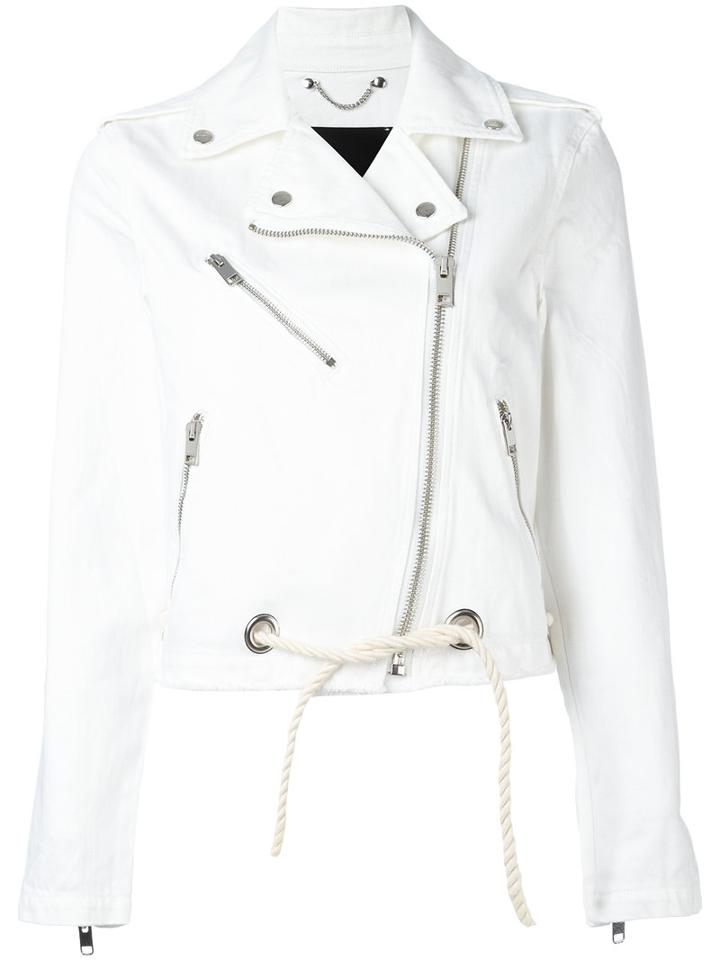 Diesel Fitted Biker Jacket, Women's, Size: Medium, White, Cotton