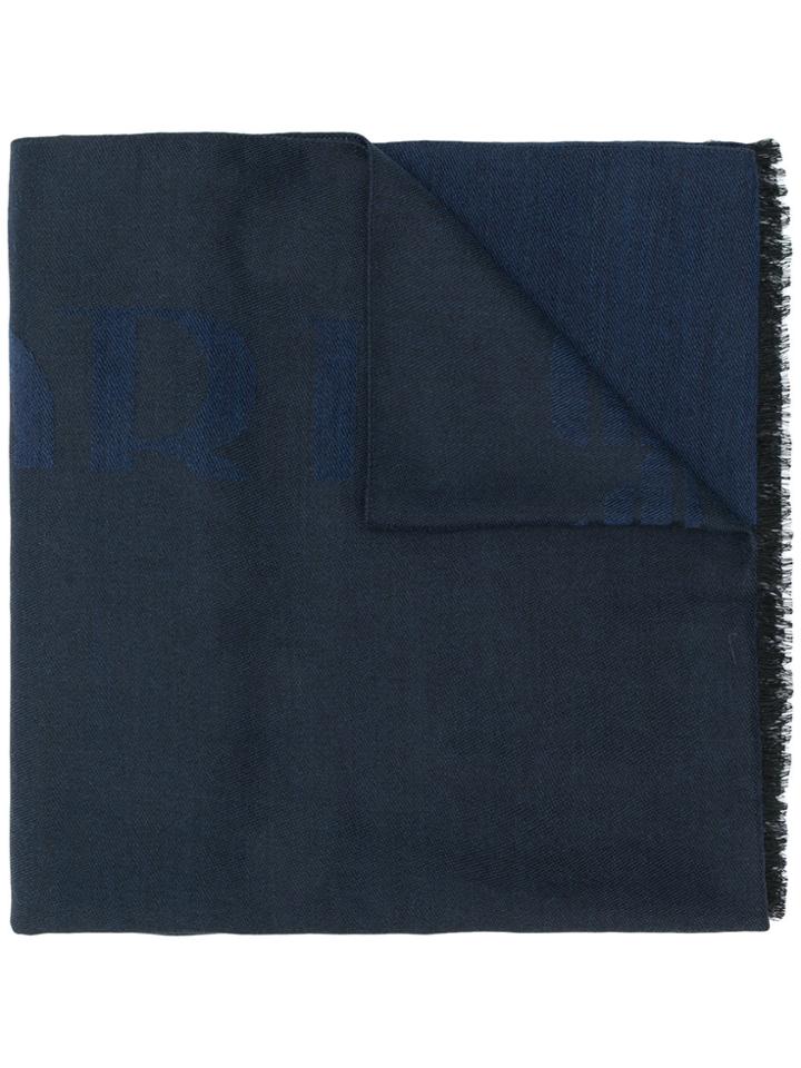 Emporio Armani Frayed Scarf - Blue