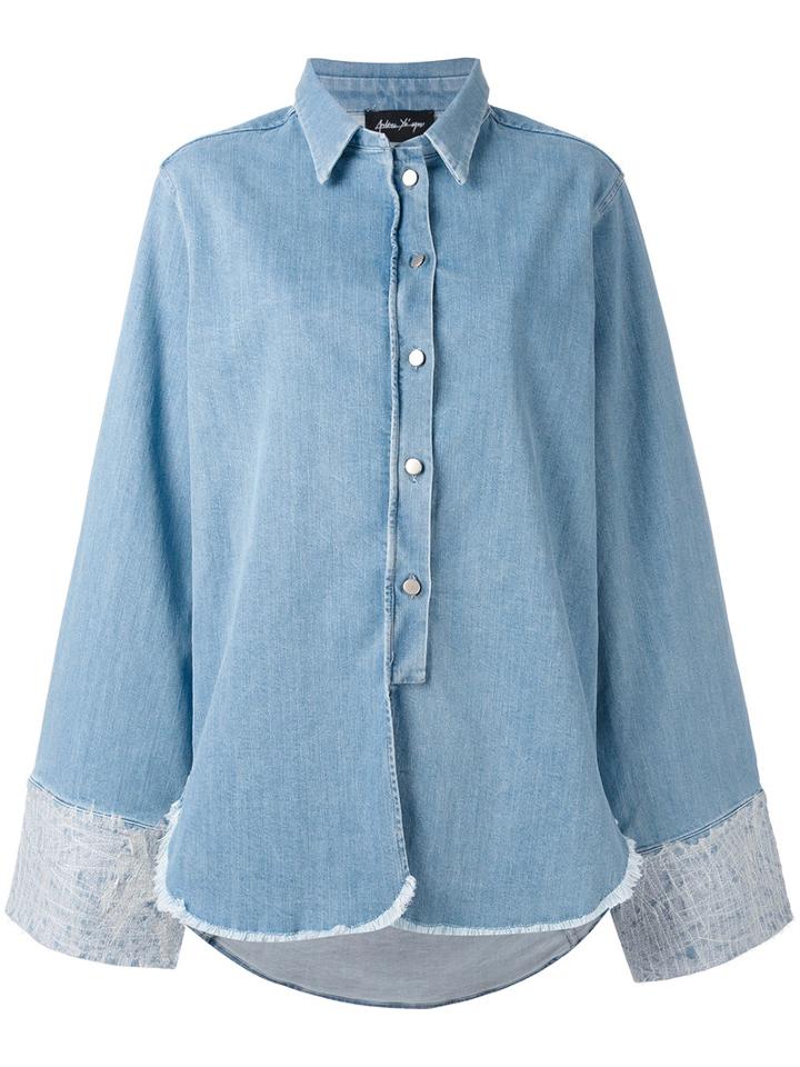 Andrea Ya'aqov - Oversized Denim Shirt - Women - Silk/cotton - L, Blue, Silk/cotton