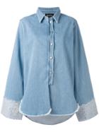 Andrea Ya'aqov - Oversized Denim Shirt - Women - Silk/cotton - L, Blue, Silk/cotton