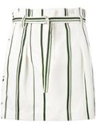 3.1 Phillip Lim - Stripe Pleated Mini Skirt - Women - Cotton/linen/flax - 6, Women's, White, Cotton/linen/flax