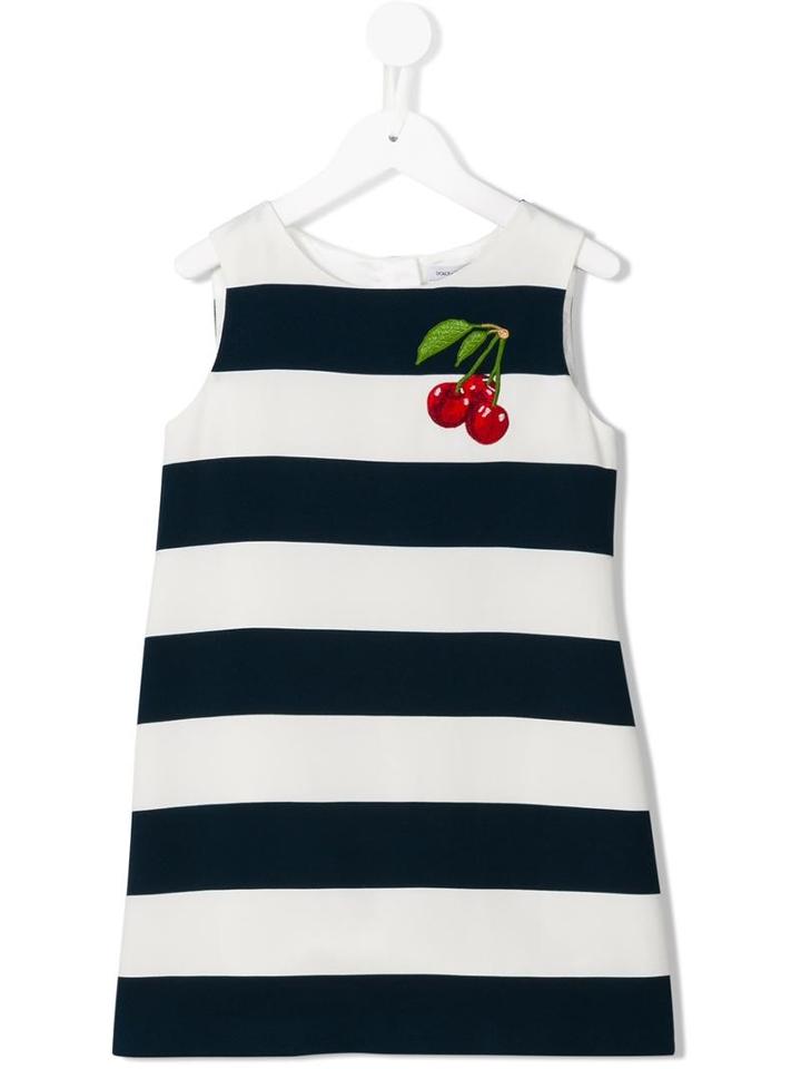 Dolce & Gabbana Kids Cherry Patch Dress, Girl's, Size: 12 Yrs, Blue