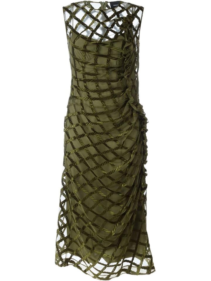 Simone Rocha Embroidered Overlay Dress - Green