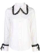 Sara Roka Tulle Trim Shirt - White