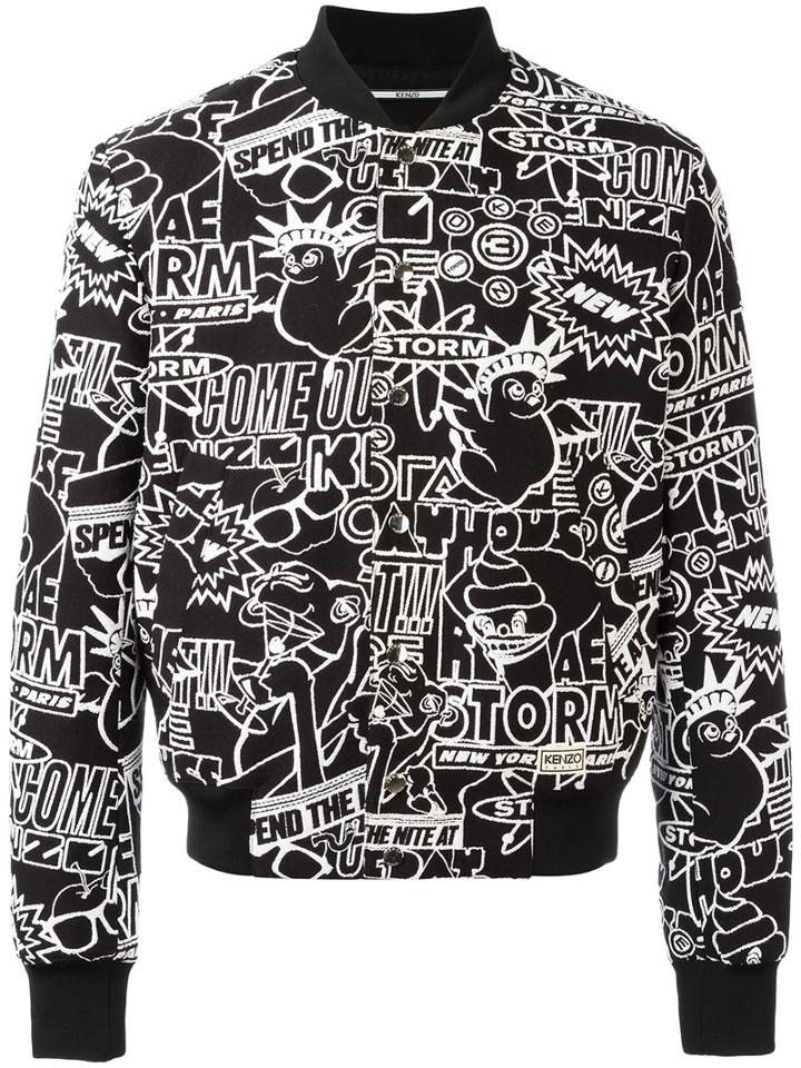 Kenzo Storm Flyer Bomber Jacket, Men's, Size: Small, Black, Cotton/polyamide/polyester/cotton