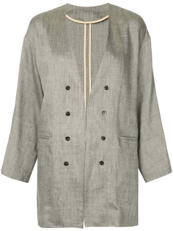 Cityshop Oversized Double-breasted Jacket - Grey