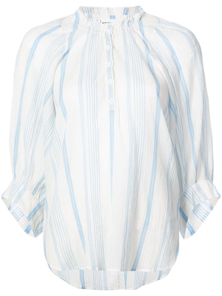 Apiece Apart Round Neck Striped Blouse - Blue