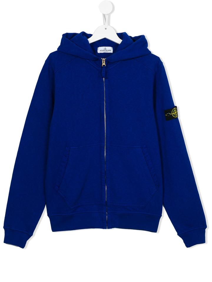 Stone Island Kids - Zipped Hoodie - Kids - Cotton - 2 Yrs, Toddler Boy's, Blue