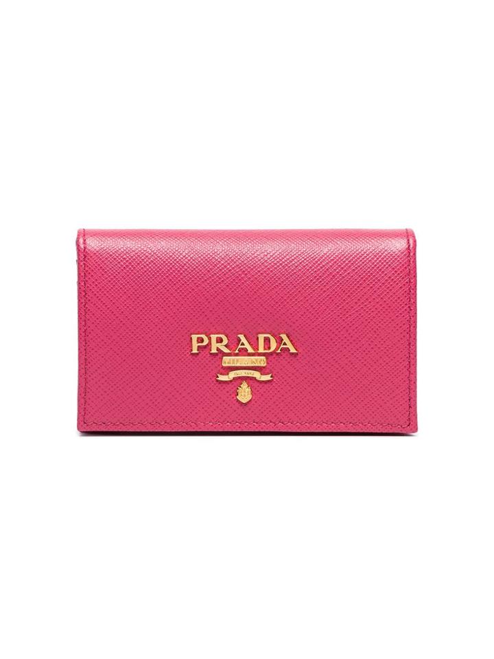 Prada Prada Lthr Wllt Sml Gld Logo - Pink