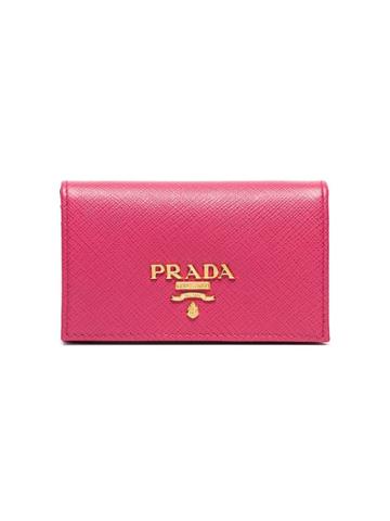 Prada Prada Lthr Wllt Sml Gld Logo - Pink