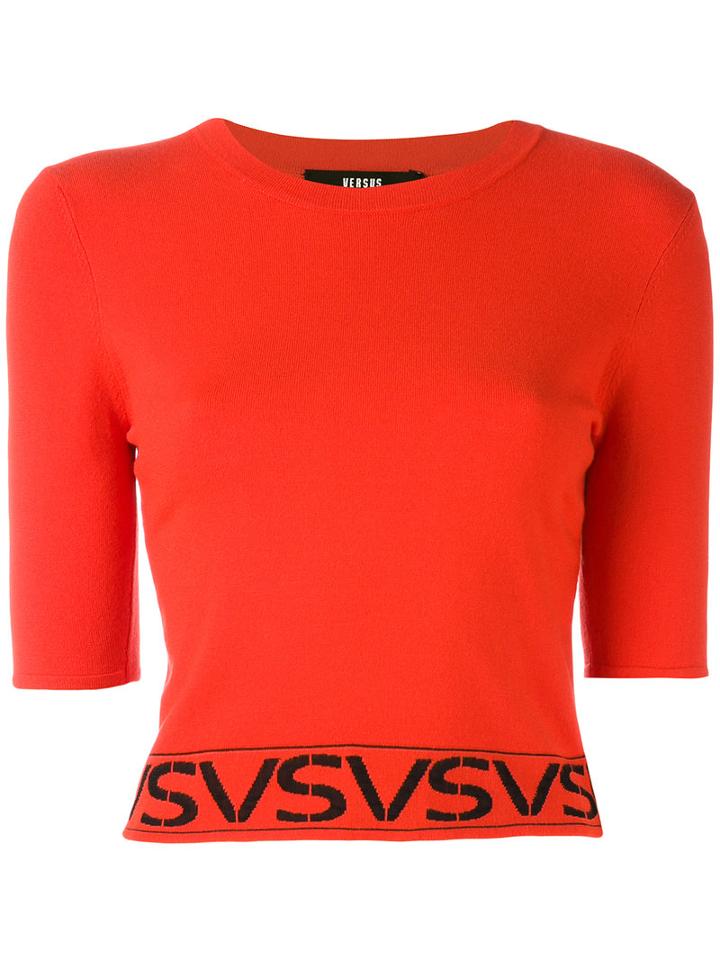 Versus Cropped Sleeves Sweater, Women's, Size: 42, Red, Viscose/polyester