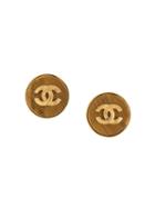 Chanel Pre-owned 1995 Button Stone Earrings - Gold