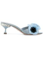 Miu Miu Flower And Crystals Embellished Sandals - Blue