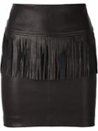 Iro Fringe Panel Skirt, Women's, Size: 38, Black, Lamb Skin