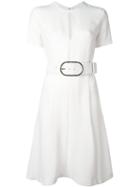 Stella Mccartney Etta Belted Dress, Women's, Size: 38, White, Viscose/acetate/spandex/elastane