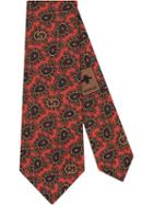 Gucci Interlocking G Paisley Silk Tie - Red