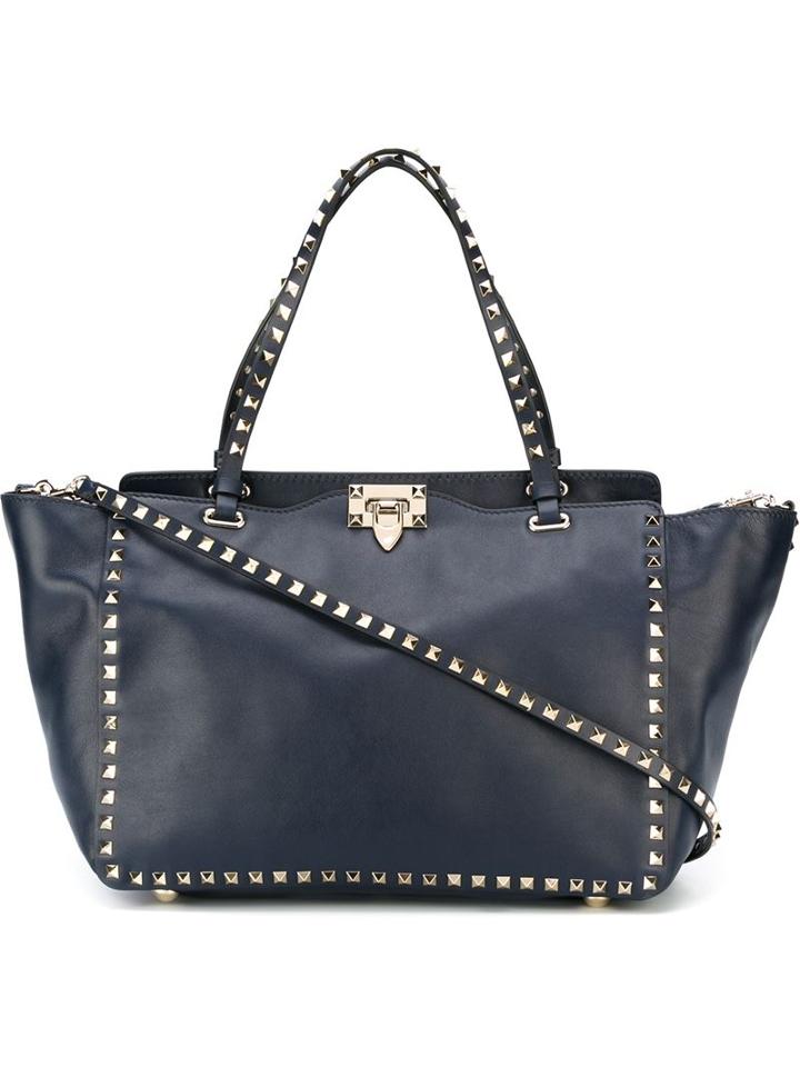 Valentino 'rockstud' Trapeze Tote, Women's, Blue