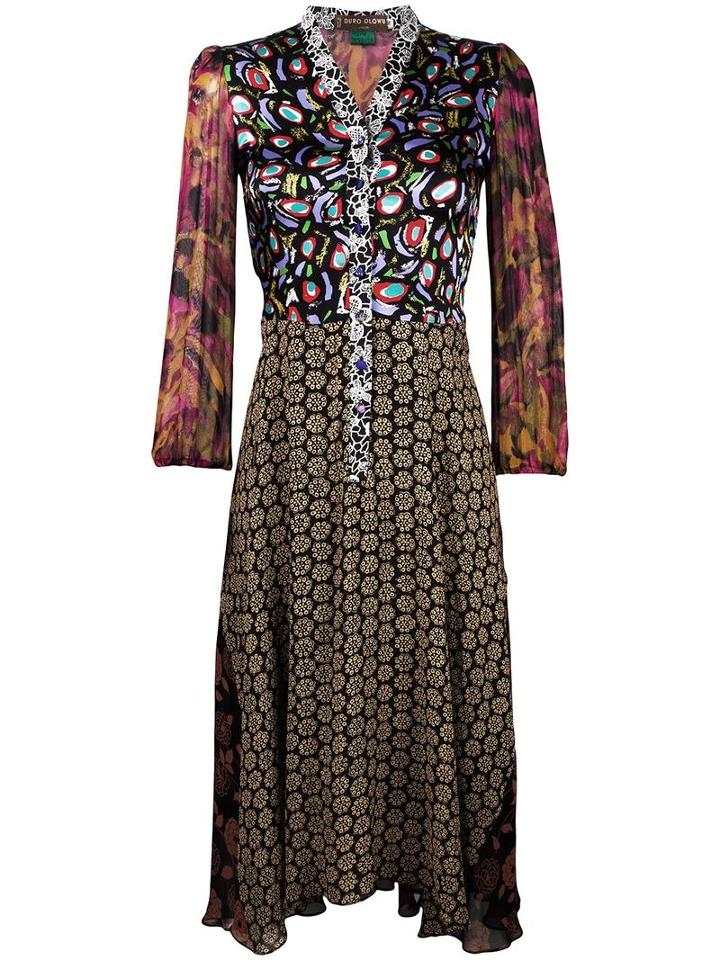 Duro Olowu Multi Print Shirt Dress, Women's, Size: 10, Black, Silk/viscose