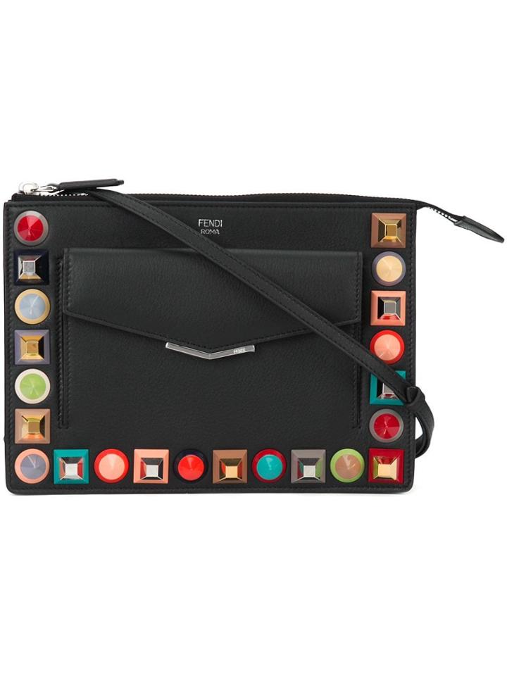 Fendi Stud Embellished Crossbody Bag - Black