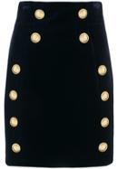 Balmain Velvet Effect Short Skirt - Blue