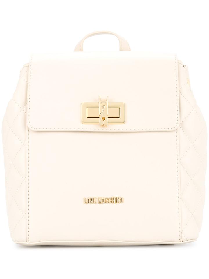 Love Moschino Small Quilted Backpack - White
