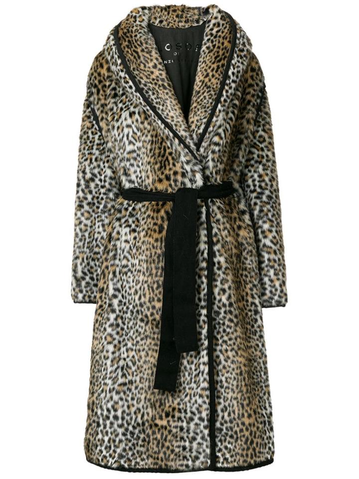 Philosophy Di Lorenzo Serafini Faux Fur Leopard Print Coat - Brown