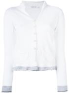 Transit - Contrast Cuff Knitted Cardigan - Women - Cotton/linen/flax/spandex/elastane/viscose - 3, White, Cotton/linen/flax/spandex/elastane/viscose