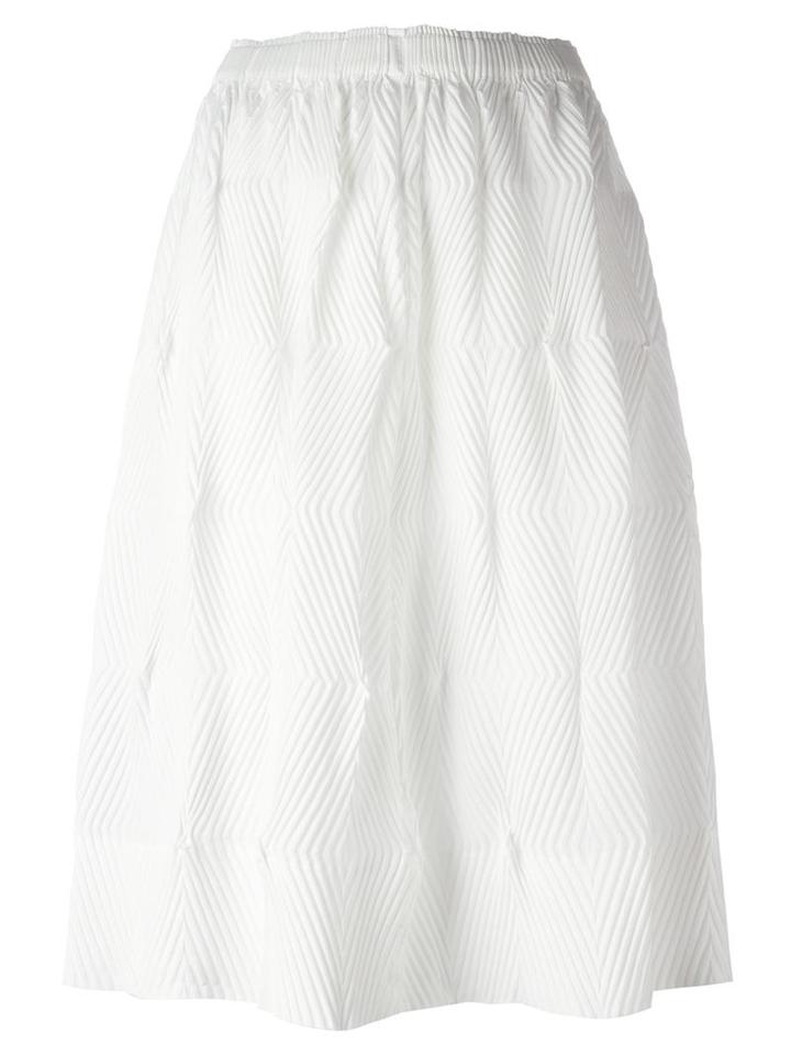 Issey Miyake Pleated Flared Skirt, Women's, Size: 2, White, Polyester