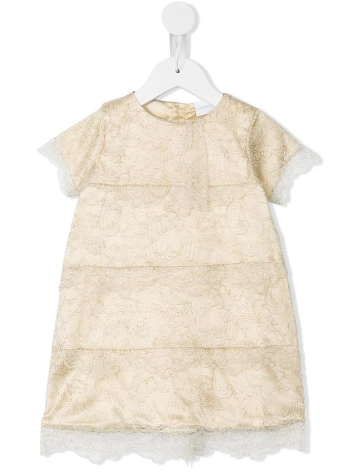 La Perla Kids - Floral Embroidered Dress - Kids - Silk/polyamide/spandex/elastane/metallic Fibre - 9 Mth, Nude/neutrals