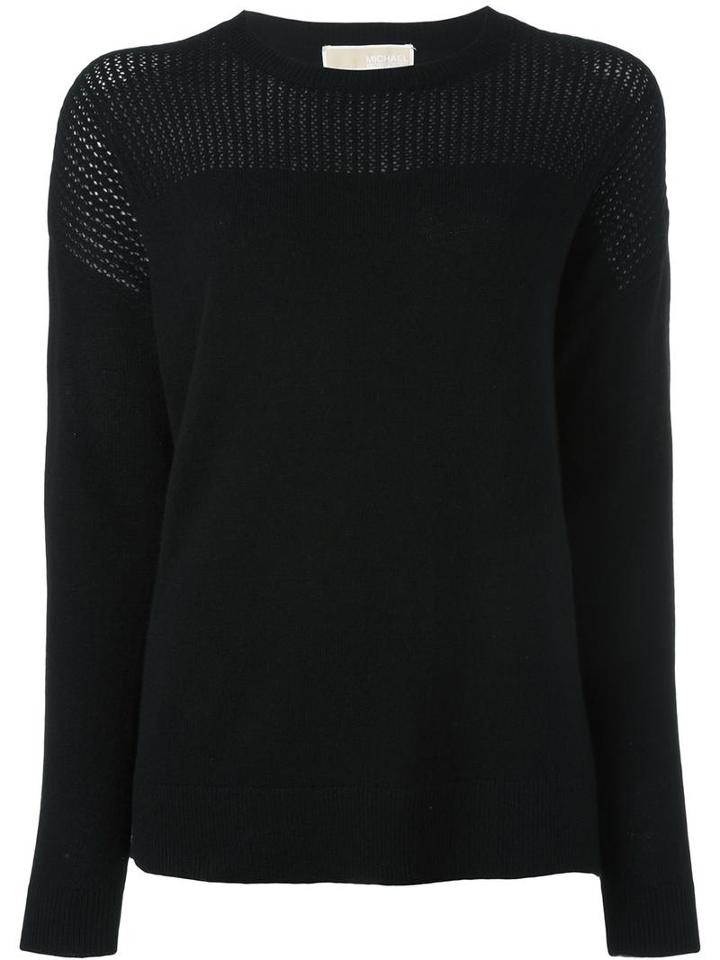 Michael Michael Kors Open Knit Detail Jumper, Women's, Size: Large, Black, Cashmere/merino