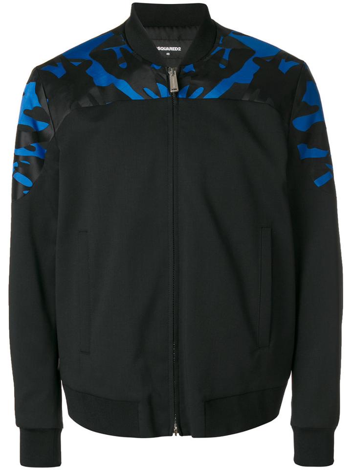 Dsquared2 - Camouflage Insert Bomber Jacket - Men - Polyester/spandex/elastane/virgin Wool - 52, Black, Polyester/spandex/elastane/virgin Wool