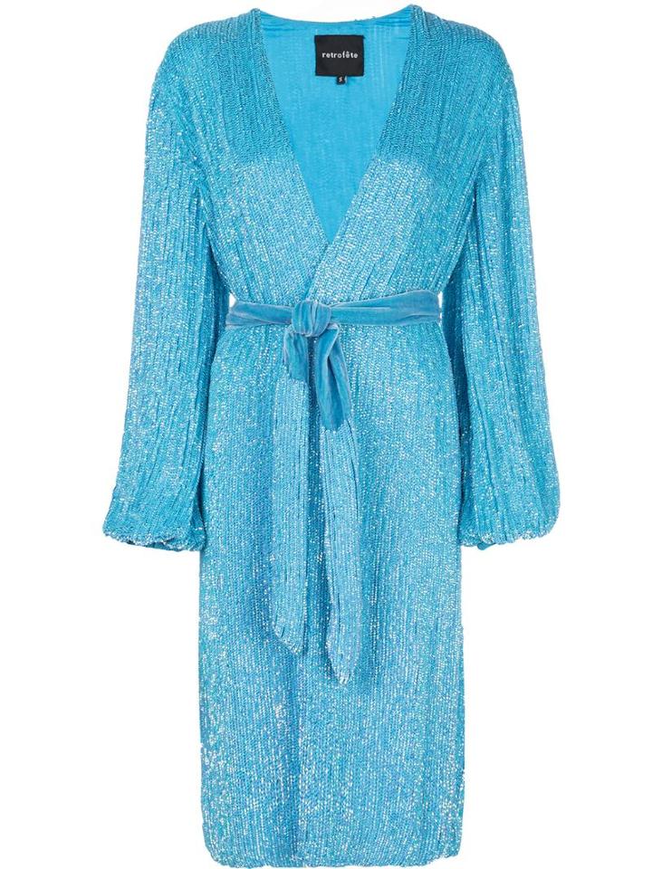 Retrofete Sequin Wrap Dress - Blue