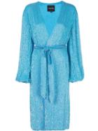 Retrofete Sequin Wrap Dress - Blue