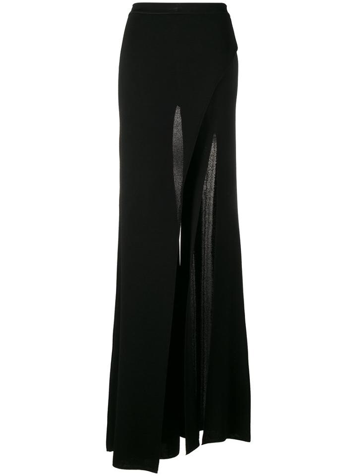 Balmain - Wide Leg Slit Trousers - Women - Viscose - 36, Black, Viscose