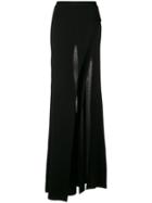 Balmain - Wide Leg Slit Trousers - Women - Viscose - 36, Black, Viscose