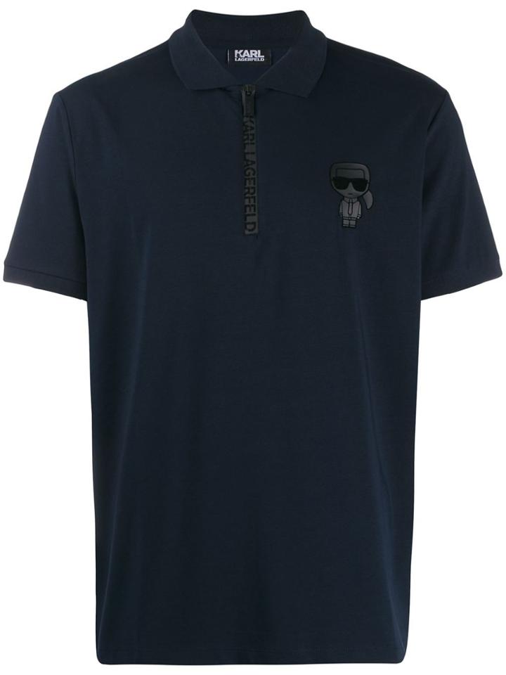 Karl Lagerfeld Half Zip Polo Top - Blue