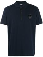 Karl Lagerfeld Half Zip Polo Top - Blue